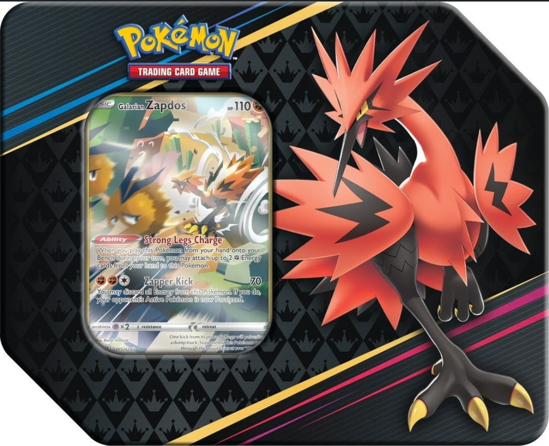Pokemon TCG - Sword & Shield 12.5 - Crown Zenith - Tin (5 Booster Packs) - Galarian Zapdos